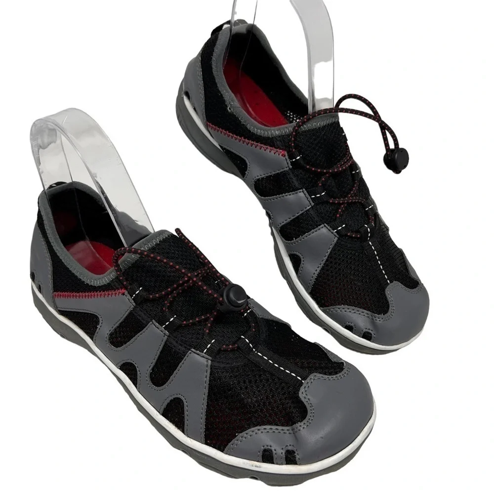 Lands End Youth Mesh Closed Toe Slip On Water Shoes Size 6M Black Gray 401375